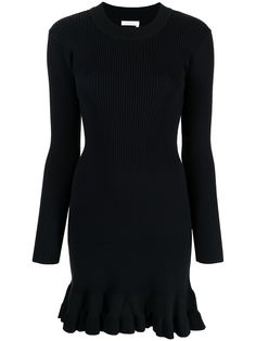 See by Chloé платье в рубчик с оборками