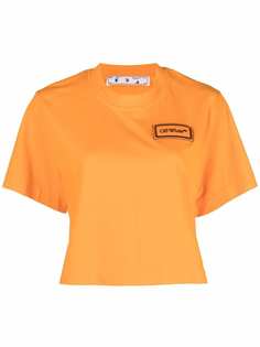 Off-White укороченная футболка с нашивкой-логотипом