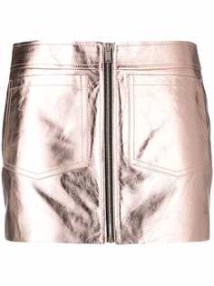 Saint Laurent юбка на молнии с эффектом металлик