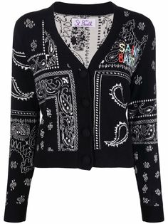 MC2 Saint Barth bandana-print wool-cashmere cardigan