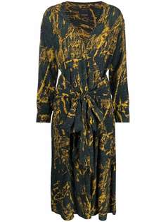 Pinko abstract-print wrap midi coat