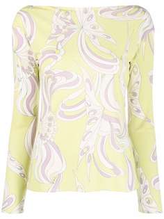 Emilio Pucci топ с длинными рукавами и принтом Farfalle