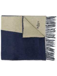 Mulberry bi-colour fringed wool scarf
