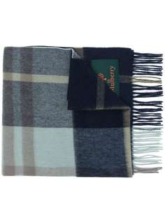 Mulberry checked fringed lambswool scarf