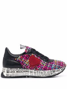 Love Moschino tweed logo-print sole trainers