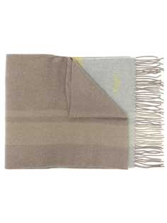 Mulberry fringed check-detail wool scarf