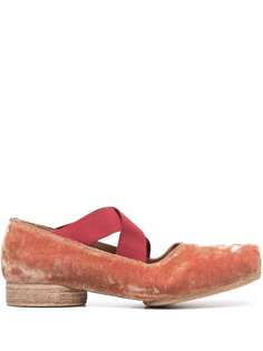 Uma Wang velvet cross strap ballerinas