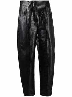 Veronica Beard tapered crocodile-effect trousers