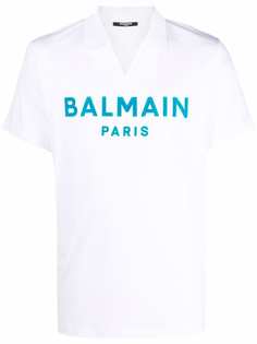Balmain рубашка поло с фактурным логотипом