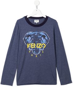 Kenzo Kids футболка с длинными рукавами и принтом Elephant