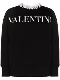 Valentino lace collar logo print sweatshirt