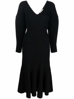 Alexander McQueen платье в рубчик с баской