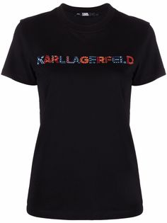 Karl Lagerfeld футболка из органического хлопка с вышитым логотипом