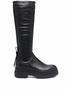 RED(V) stretch leather combat boots