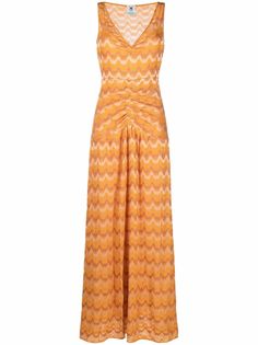 M Missoni трикотажное платье макси с узором зигзаг