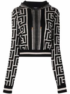 Balmain укороченное худи с монограммой