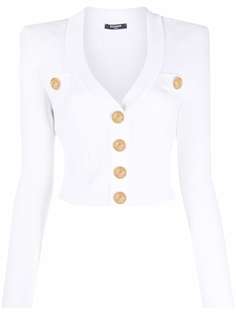 Balmain укороченный трикотажный кардиган с логотипом