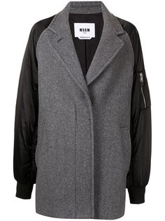 MSGM двубортное пальто с контрастными рукавами