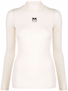 Pinko топ с высоким воротником и логотипом