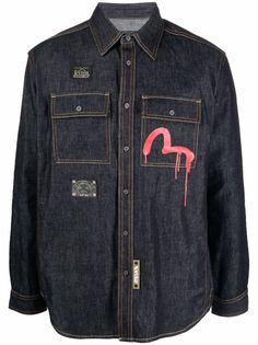 Evisu джинсовая рубашка на пуговицах