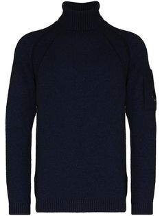 C.P. Company CP FLEECE SLV PKT RL NK SWTR BLU
