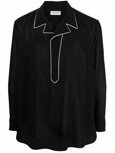 Saint Laurent рубашка поло свободного кроя с контрастной отделкой