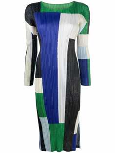 Pleats Please Issey Miyake платье миди в стиле колор-блок