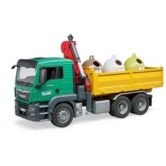 Самосвал Bruder Man с 3 мусорными контейнерами (03-753) 1:16, 54.5 см, зеленый/желтый