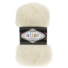 Пряжа Alize "Mohair classic new", 200 метров, 5 мотков по 100 грамм, цвет: 01 кремовый