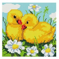 Алмазная мозаика на холсте 20х20 см Белоснежка 468- ST- PS Уточки