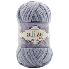 Пряжа Alize Velluto 100гр. 68м. (100% микрополиэстер) (87 угольно-серый) 5 шт