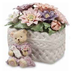Музыкальная фигурка Медвежонок с цветами CMS-15/61 113-101314 Pavone