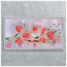 Часы- картина Сюжет настенные, серия: Цветы, "Ветка орхидеи", 50*100 см
