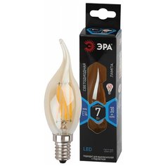ЭРА F- LED BXS-7W-840- E14 gold ЭРА (филамент, свеча на ветру золот, 7Вт, нетр, E14) (10/100/4000) ERA