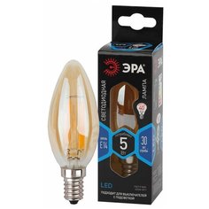 ЭРА F- LED B35-5W-840- E14 gold ЭРА (филамент, свеча золот, 5Вт, нетр, E14) (10/100/5000) ERA