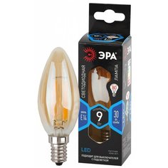 ЭРА F- LED B35-9W-840- E14 gold ЭРА (филамент, свеча золот, 9Вт, нетр, E14) (10/100/4000) ERA