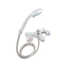 СоюзКран Смеситель для ванны SK2080, короткий излив, с душевым набором, керам. картридж 35мм, цинк