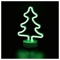 Светильник декоративный неоновый золотая сказка "Ель", 18.5х26.5х10 см, на батарейках, 591286