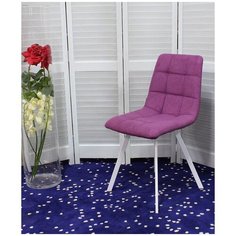 Стул CHILLI SQUARE (4 штуки) / сияющая орхидея, ткань, белый металлический каркас / UF860-15B / стул М-Сити для кухни, для гостиной / М-City