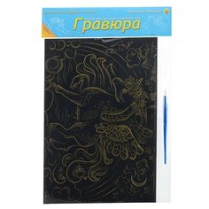Гравюра А4 в пакете с ручкой "Красивый Единорог" Рыжий кот