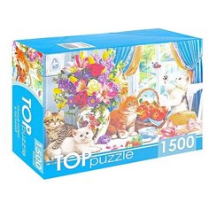 Пазлы 1500 TOPpuzzle "Милые котята в гостиной"