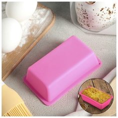 Форма для запекания прямоугольная «Хлеб» Skiico Kitchenware 11×7 см / Силиконовая форма для выпекания Розовая
