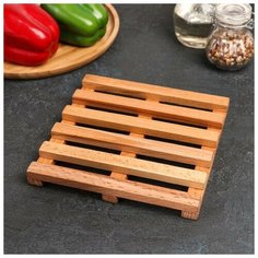 Подставка под горячее Skiico Kitchenware 18×18×2 см / Кухонная подставка из бука / Кухонная решетка / Решетка из бука на стол