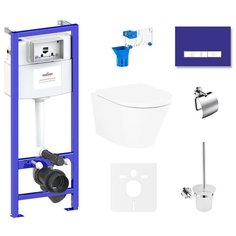 Комплект 9 в 1 Lavinia Boho Biore Compacto Rimless 75110343, безободковый унитаз, сиденье микролифт, инсталляция, крепление, клавиша смыва, шумоизоляция, диспенсер, ершик, держатель туалетной бумаги