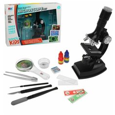 Микроскоп детский Наша Игрушка 100х увеличение, 3 объектива, аксессуары, коробка (200428773)