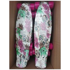 Скейтборд пластиковый с принтом, широкие колеса PU Игротрейд