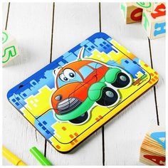 WoodLand Toys Пазл деревянный простой «Веселый автомобиль