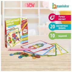 IQ-ZABIAKA Магнитный набор «Мозаика», цвета, формы, магнитная ручка, фишки, задания, по методике Монтессори