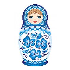 Набор для вышивания "М.П.Студия" КН №05 №454 "Матрёшка. Гжельская роспись" 16 х 25 см