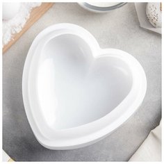 Форма для выпечки «Сердце» Skiico Kitchenware 19×19×6 см / Силиконовая форма для запекания Белая